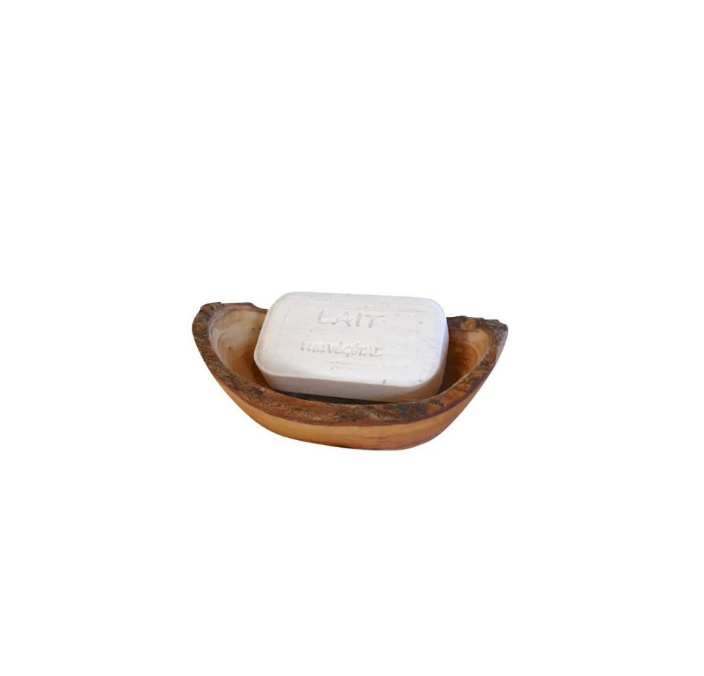 Olivenholz-erleben Seifenschale oval rustikal MITTEL mit Rille, aus Olivenholz, Breite: 12 cm, aus feuchtigkeitsresistentem Olivenholz, 1-St., Natürlich schön – – Bild 2 von 2