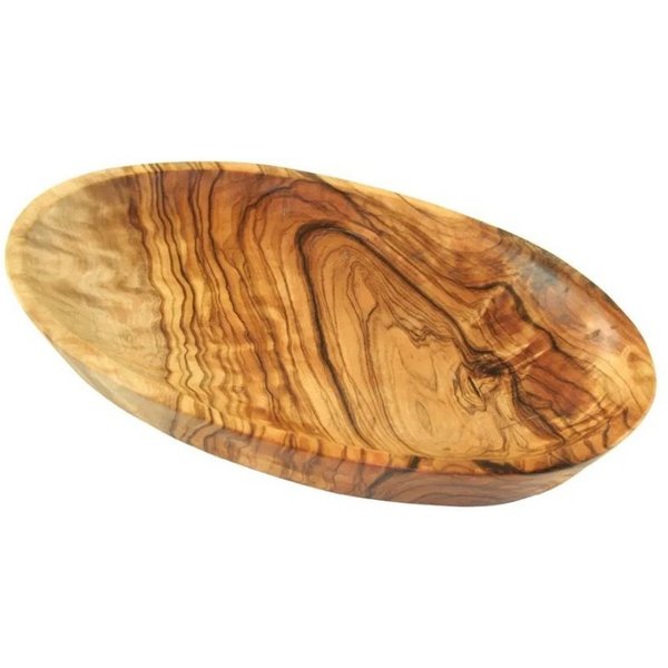 Olivenholz-erleben Servierschale oval, Snackschale aus Olivenholz – natürlich schön (Länge ca. 19 cm), Olivenholz, (1-tlg), Flache, elegante Form – ideal zum st