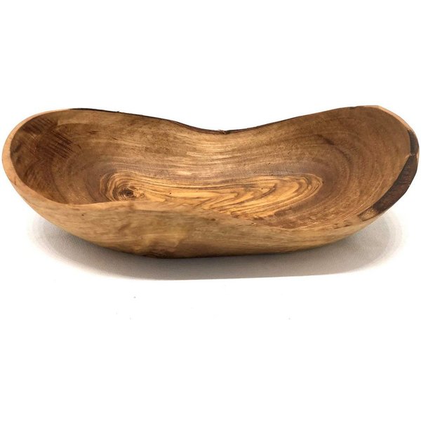 Olivenholz-erleben Snackschale RUSTIKAL groß aus Olivenholz (L/B/H: 14-17/9/5 cm), Olivenholz, Passend für Brote wie Baguette oder Ciabatta, fein geschliffen