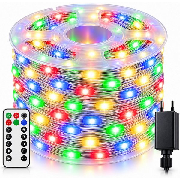 Ollny LED-Lichterkette, 400-flammig, Hochwertige IP67 Festlichter: Wasserdicht, 8 Modi & Timer-Funktion