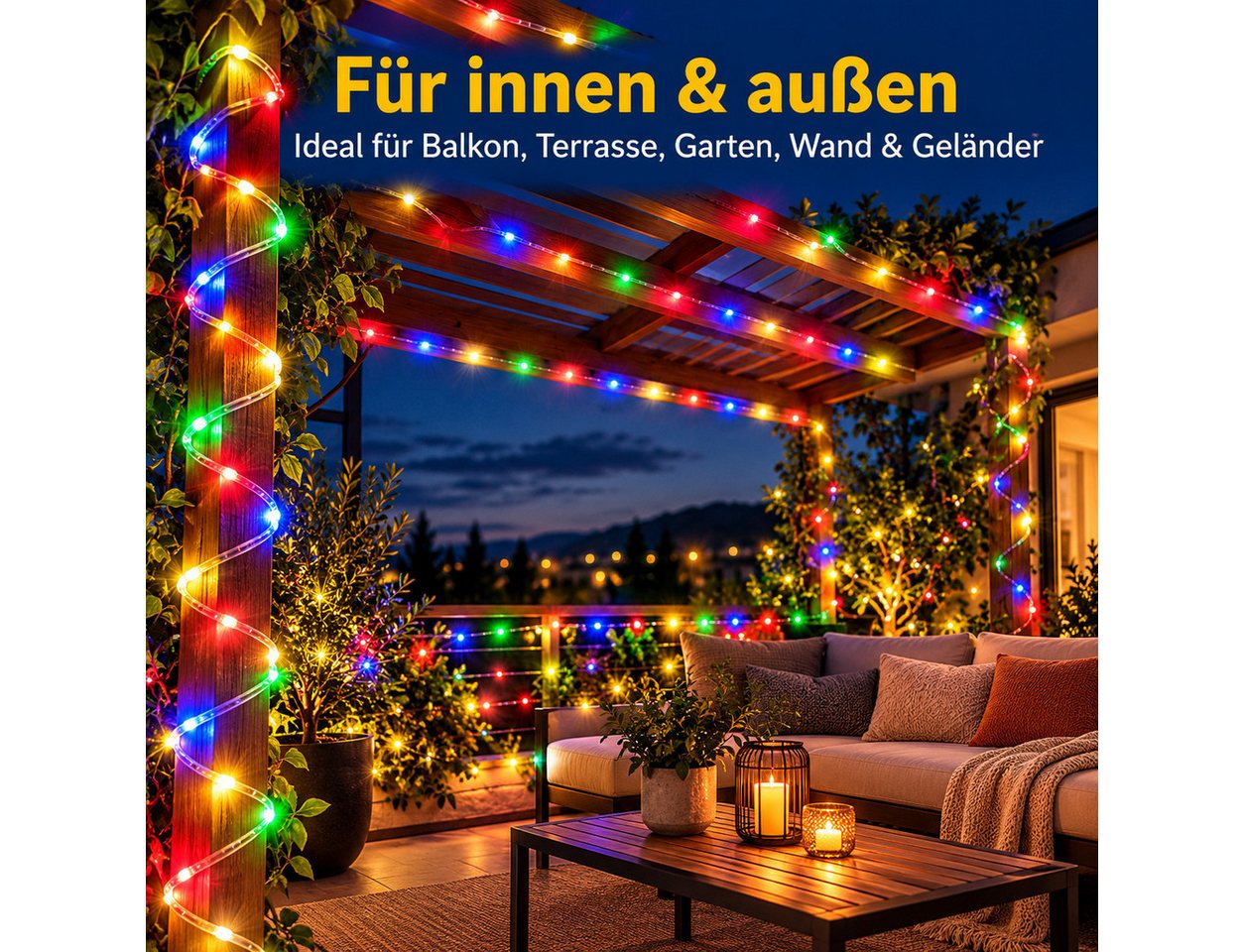 Ollny LED-Lichterkette, 400-flammig, Hochwertige IP67 Festlichter: Wasserdicht, 8 Modi & Timer-Funktion – Bild 3 von 5