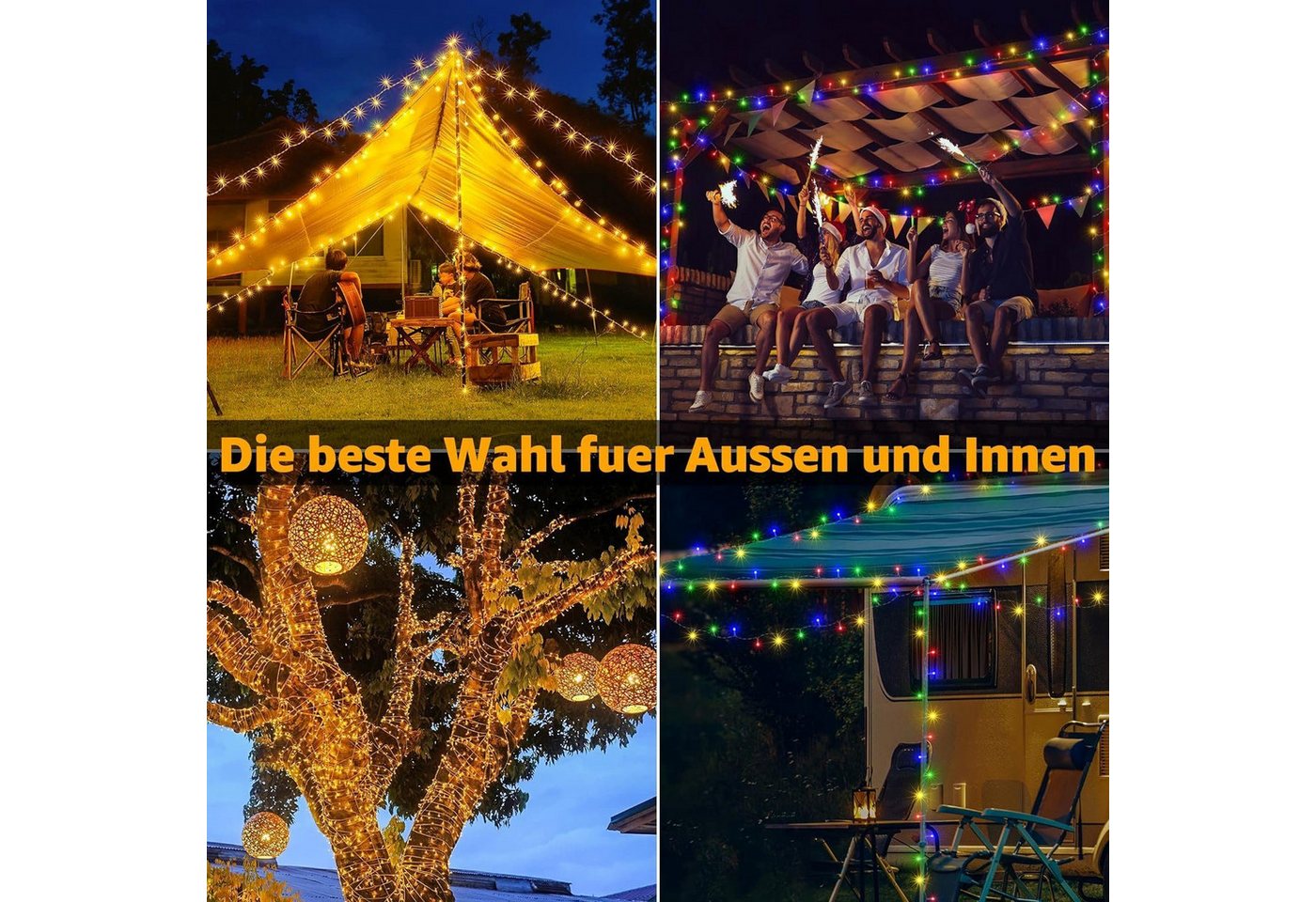 Ollny LED-Lichterkette, 100-flammig, USB-betrieben, 11 Leuchtmodi, dimmbar, Timer-Funktion – Bild 4 von 5