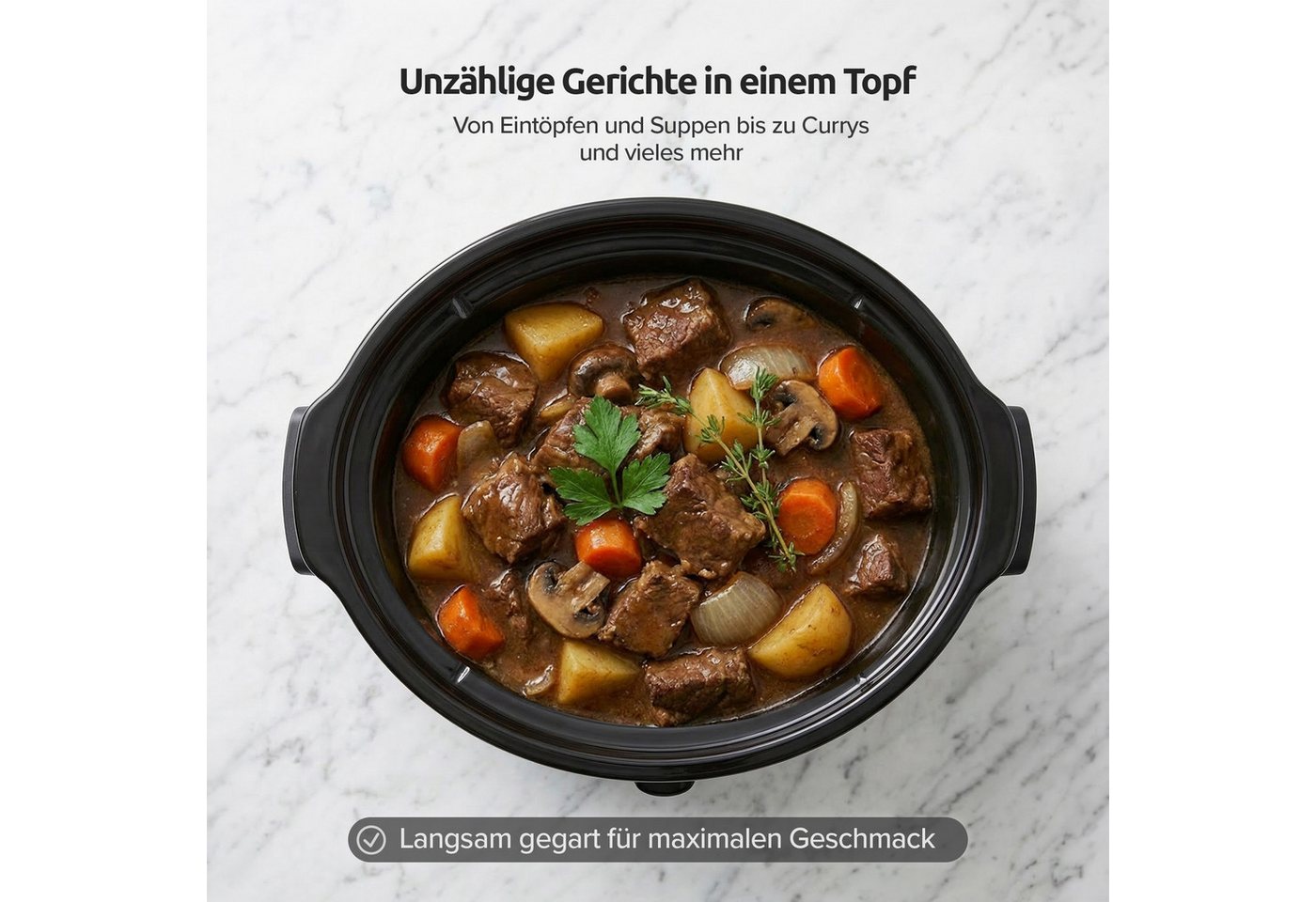 Olvy Schongarer Analog, 6L, PFAS-frei, Braten & Schmoren, Slow Cooker, Spülmaschinenfester Innentopf aus Keramik, 3 Temperaturstufen – Bild 2 von 5