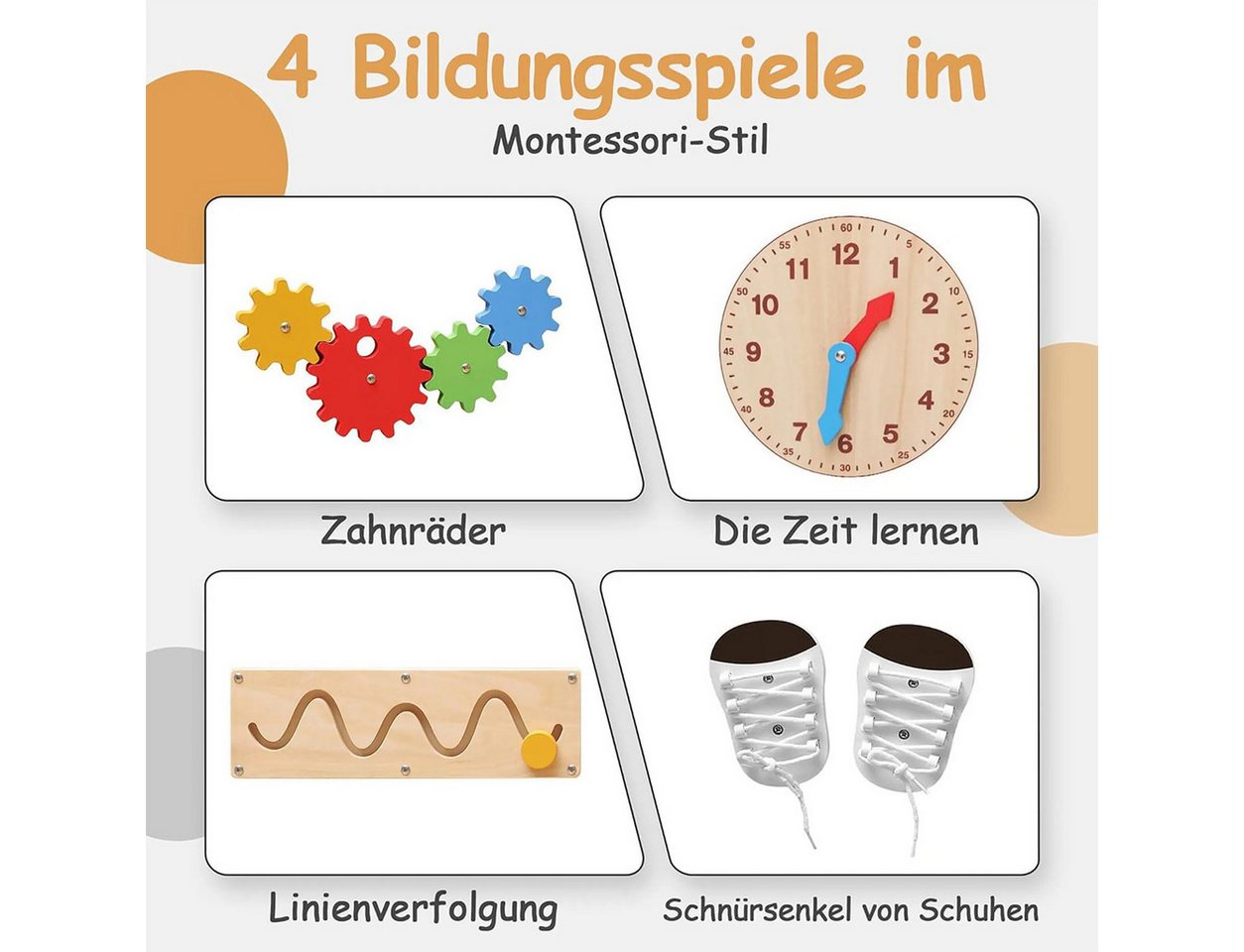 Olvy Stehhilfe Lernturm aus Holz, für Kinder ab 1 Jahr mit Rausfallschutz, 4-in-1 (1 St), mit Tafel, Rutsche & Montessori Spielen, glatte Kanten – Bild 5 von 5