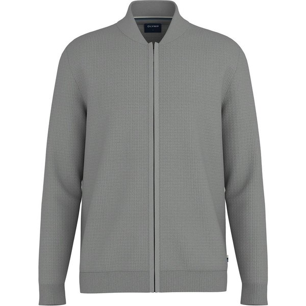 OLYMP Cardigan Casual Baumwollmix, Rippkragen, Regular Fit
