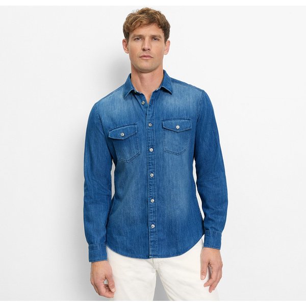 OLYMP Jeanshemd Casual im Denim-Look, Kentkragen