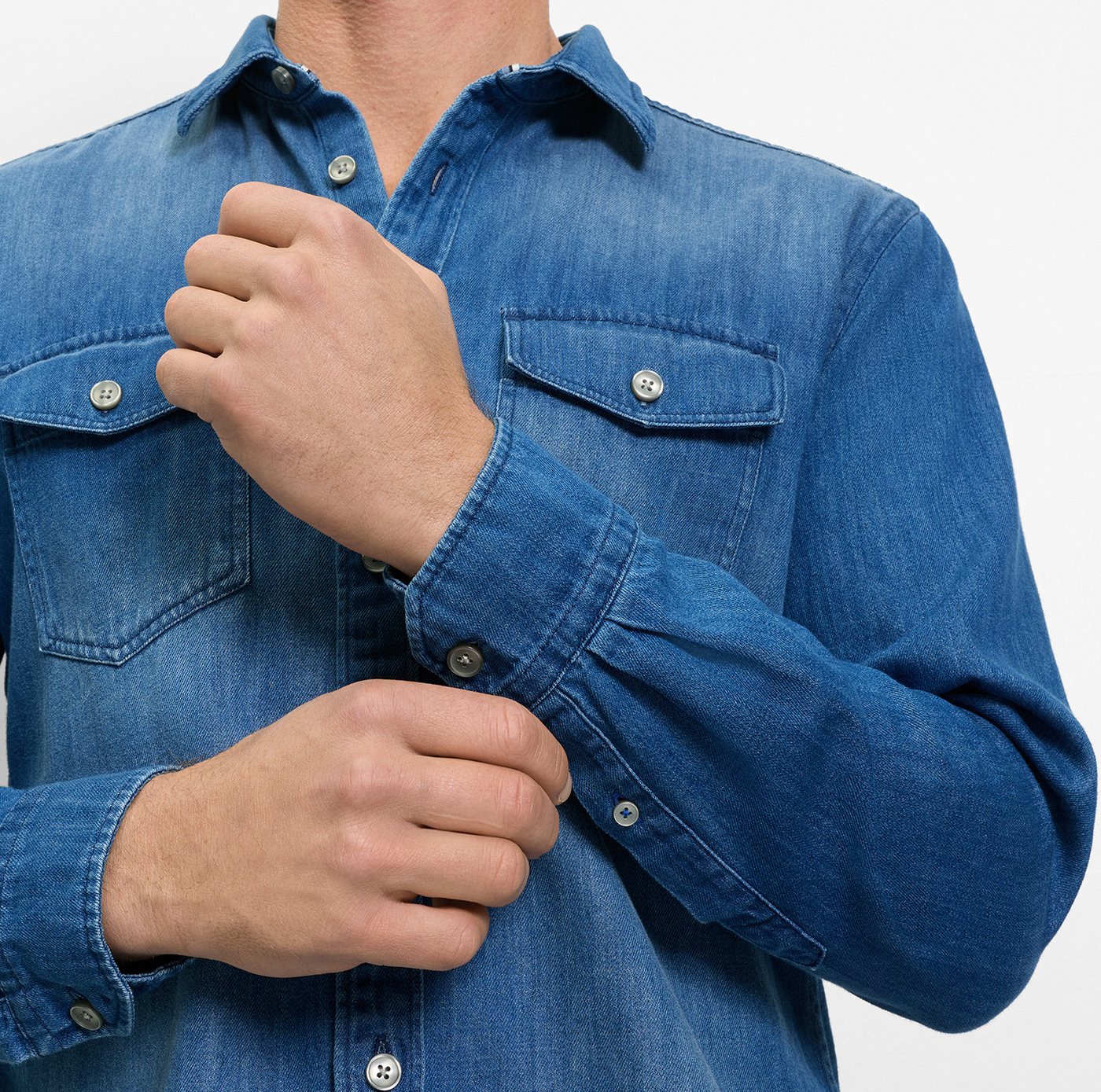 OLYMP Jeanshemd Casual im Denim-Look, Kentkragen – Bild 3 von 5