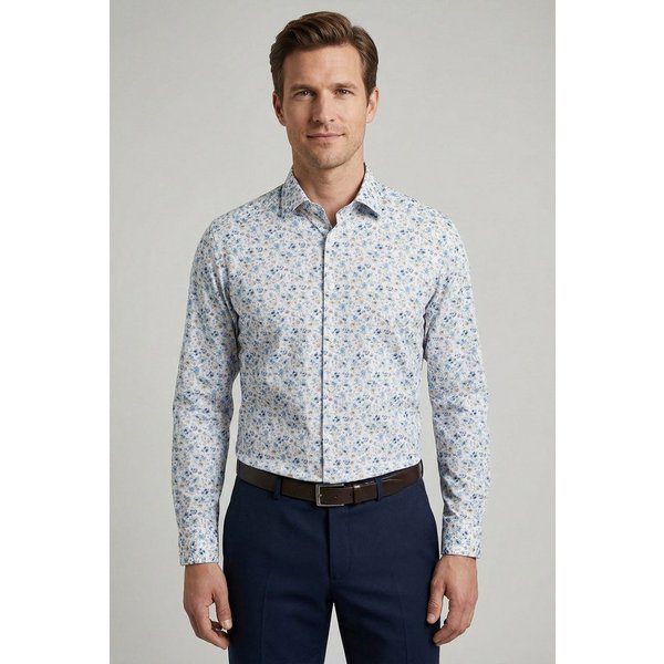OLYMP Langarmhemd Luxor Businesshemd, New-Kentkragen, floraler Print, modern fit