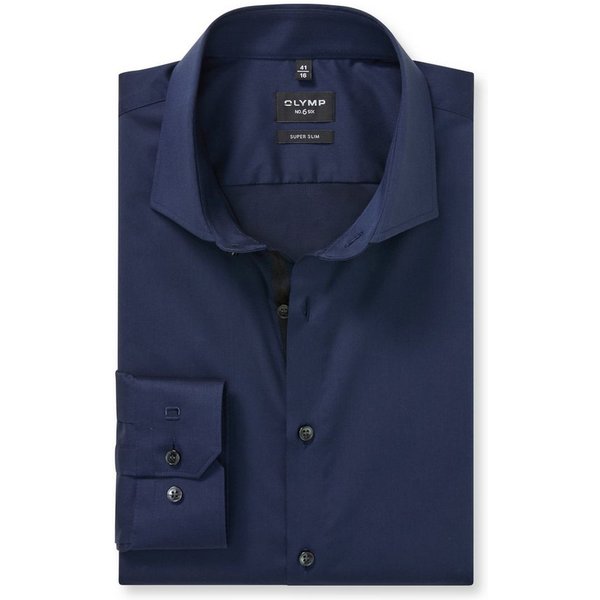 OLYMP Langarmhemd No. Six Businesshemd, super slim, Royal-Kentkragen, unifarben