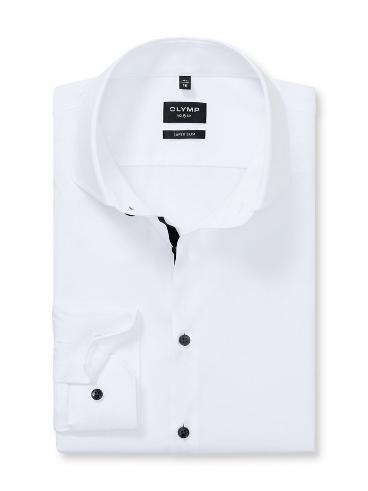 OLYMP Langarmhemd No. Six Businesshemd, super slim, Royal-Kentkragen, unifarben – Bild 3 von 5