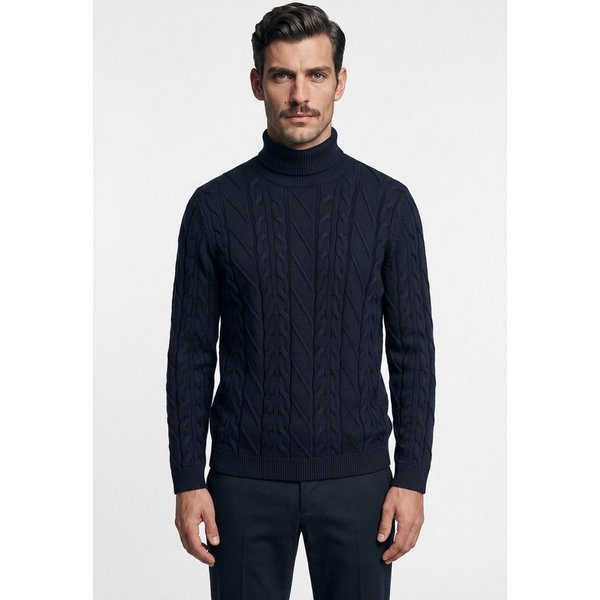 OLYMP Rollkragenpullover Casual regular fit, mit Wollanteil, Zopfmuster