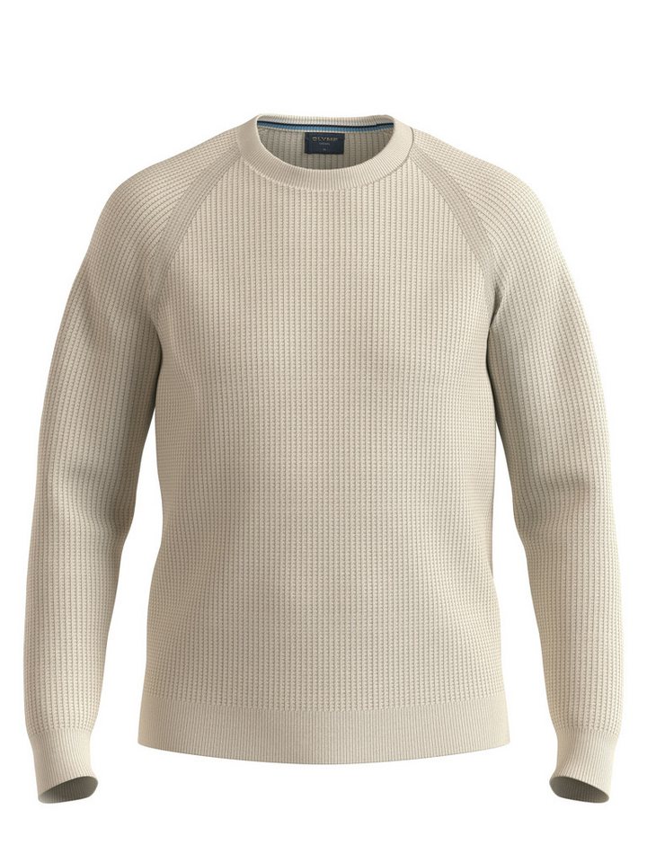 OLYMP Rundhalspullover Waffle Structure Rundhals, casual, unifarben, regular fit – Bild 2 von 5