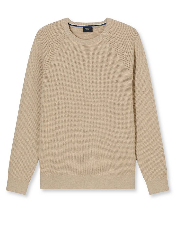OLYMP Rundhalspullover Waffle Structure Rundhals, casual, unifarben, regular fit – Bild 3 von 5