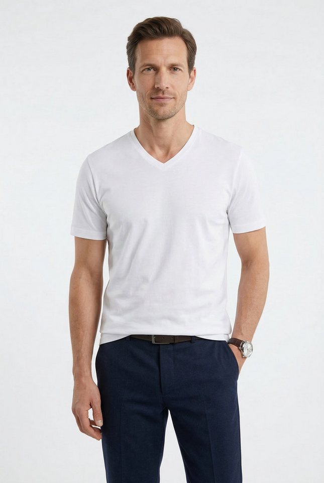 OLYMP T-Shirt (Packung, 3-tlg., 3er) V-Ausschnitt, modern fit, reine Baumwolle – Bild 2 von 4
