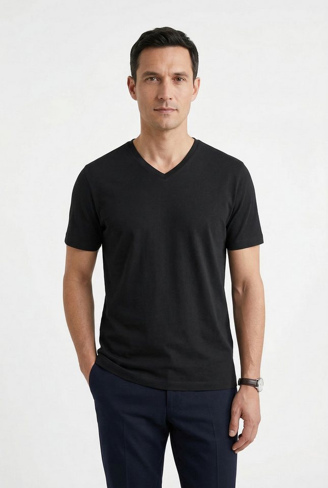 OLYMP T-Shirt (Packung, 3-tlg., 3er) V-Ausschnitt, modern fit, reine Baumwolle – Bild 2 von 4