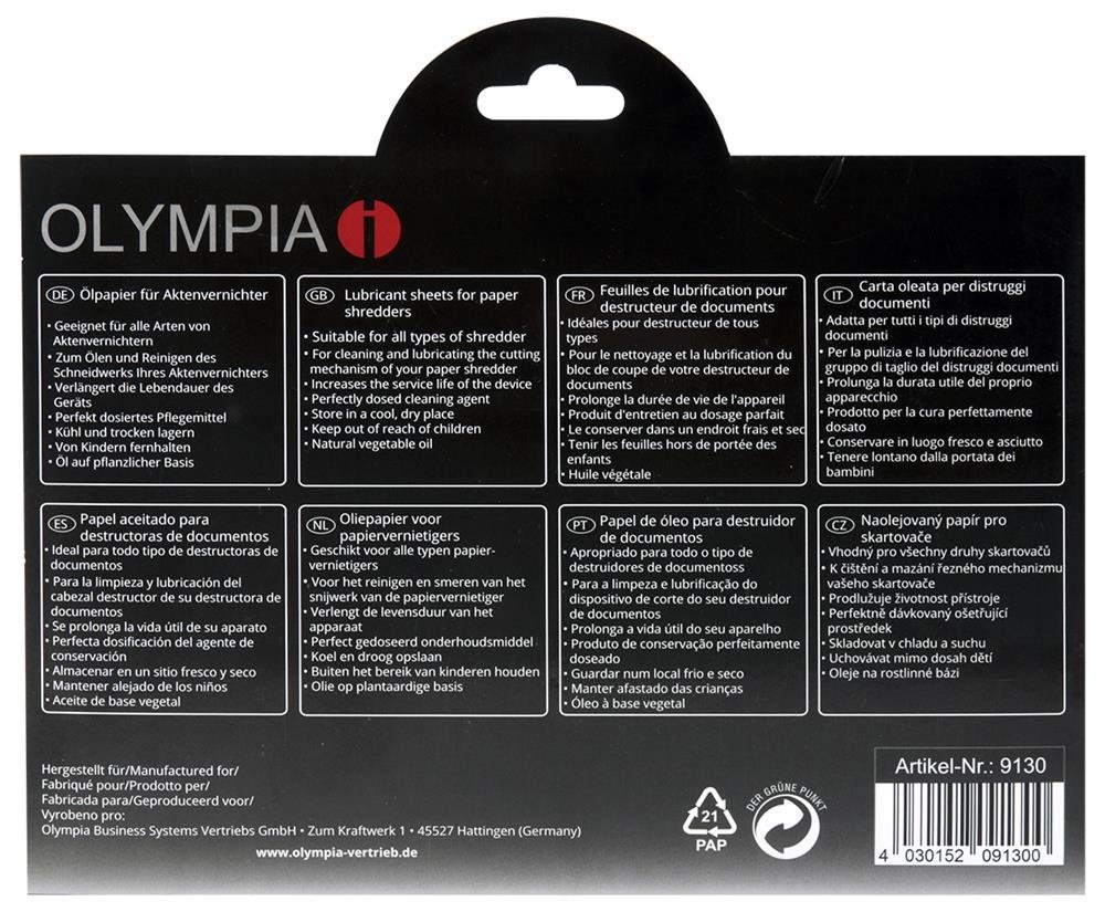 OLYMPIA OFFICE Aktenvernichter 9130, Ölpapier für Aktenvernichter, 12 Blatt Größe A5 – Bild 2 von 3