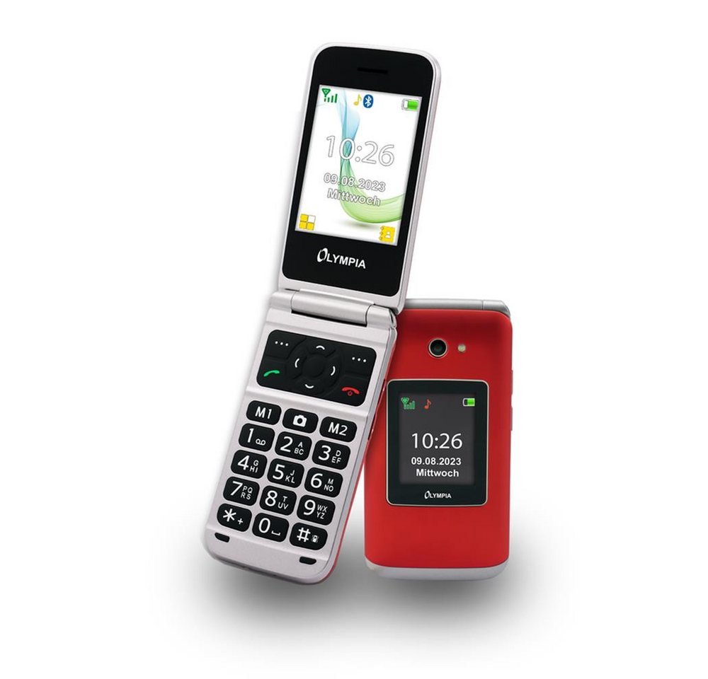 OLYMPIA OFFICE VITUS 4G Klapphandy (Bluetooth, Seniorenhandy, große Tasten, rot) – Bild 2 von 5