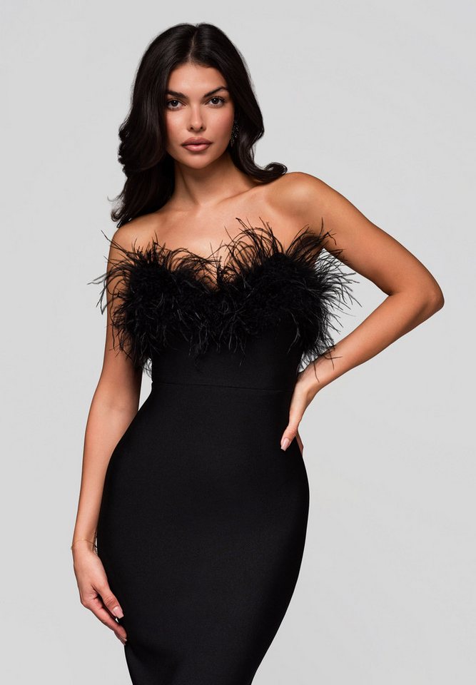 OMBRE Abendkleid Elegantes Abendkleid mit Federnbesatz – Bild 3 von 5