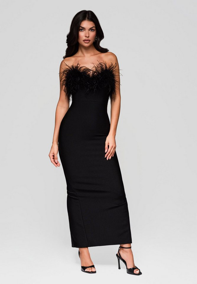 OMBRE Abendkleid Elegantes Abendkleid mit Federnbesatz – Bild 5 von 5
