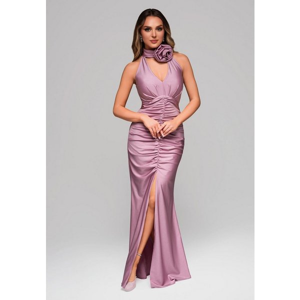 OMBRE Abendkleid Elegantes Maxikleid mit Rosendetail und Schlitz Hoher Beinschlitz