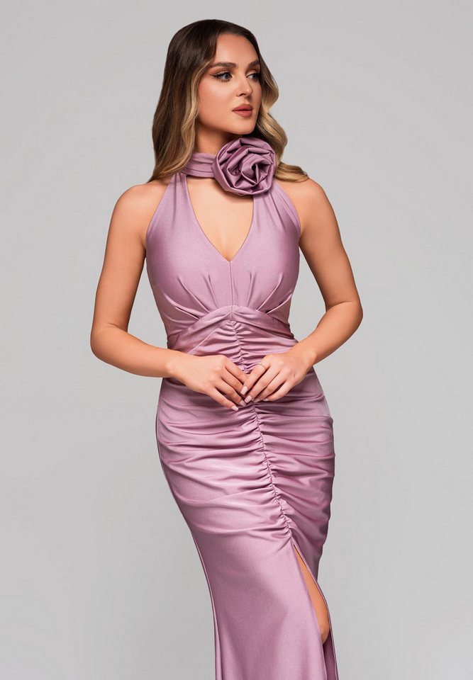 OMBRE Abendkleid Elegantes Maxikleid mit Rosendetail und Schlitz Hoher Beinschlitz – Bild 5 von 5