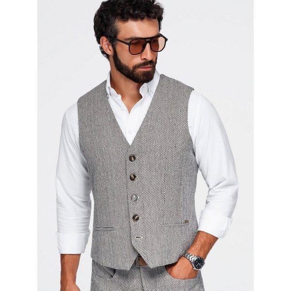 OMBRE Anzugweste Herren Anzugweste Regular Fit Elegant mit verstellbarem Rücken Coffee