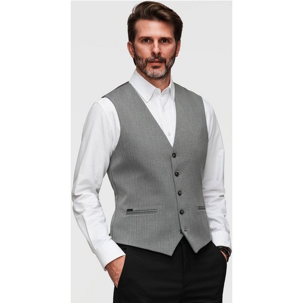 OMBRE Anzugweste Herren Anzugweste Slim Fit Elegant mit verstellbarem Rücken Grau L (kein Set, 1-tlg) Slim Fit