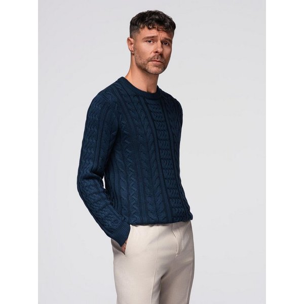 OMBRE Rundhalspullover Eleganter Herrenpullover mit interessantem Strickmuster