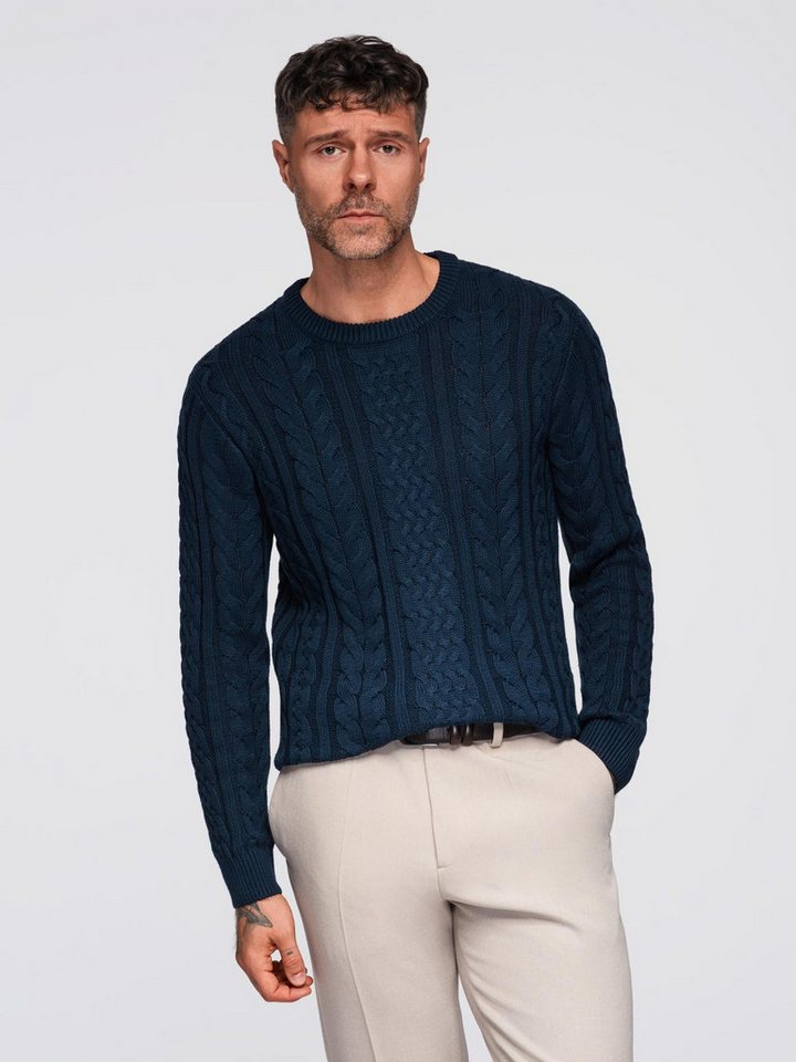OMBRE Rundhalspullover Eleganter Herrenpullover mit interessantem Strickmuster – Bild 4 von 5