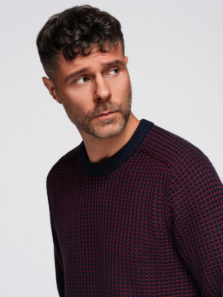 OMBRE Rundhalspullover Herrenpullover mit kontrastierendem Strickmuster Nach vorn verlagerte Schulternaht – Bild 2 von 5