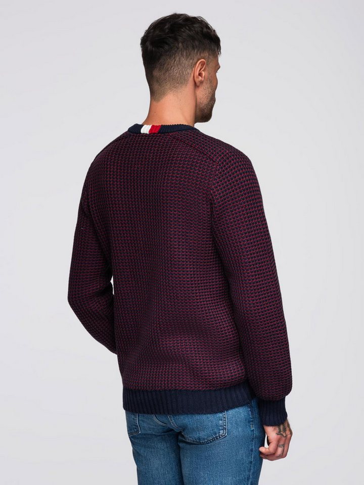 OMBRE Rundhalspullover Herrenpullover mit kontrastierendem Strickmuster Nach vorn verlagerte Schulternaht – Bild 4 von 5
