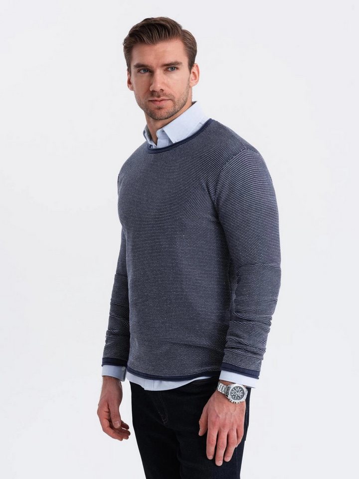 OMBRE Rundhalspullover Strickpullover für Herren mit strukturierten Punkten – Bild 2 von 5