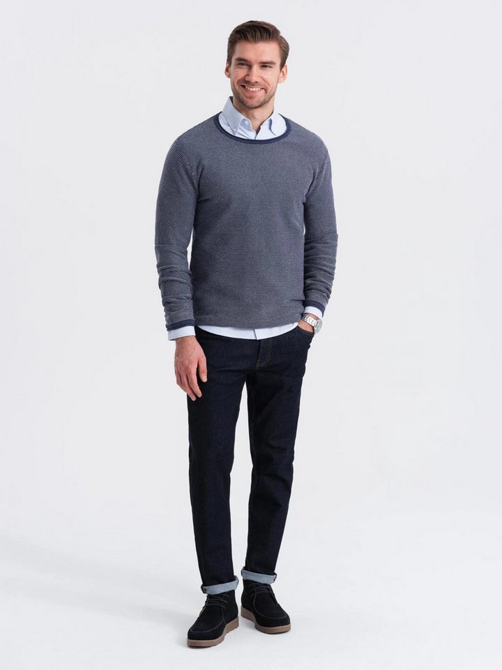 OMBRE Rundhalspullover Strickpullover für Herren mit strukturierten Punkten – Bild 3 von 5
