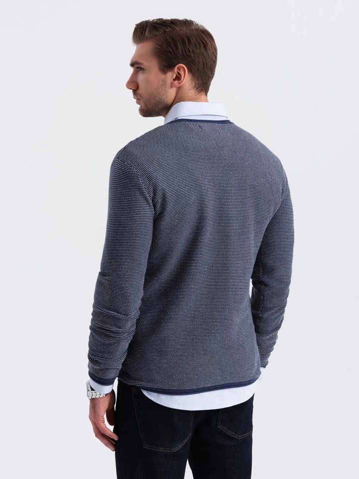 OMBRE Rundhalspullover Strickpullover für Herren mit strukturierten Punkten – Bild 4 von 5