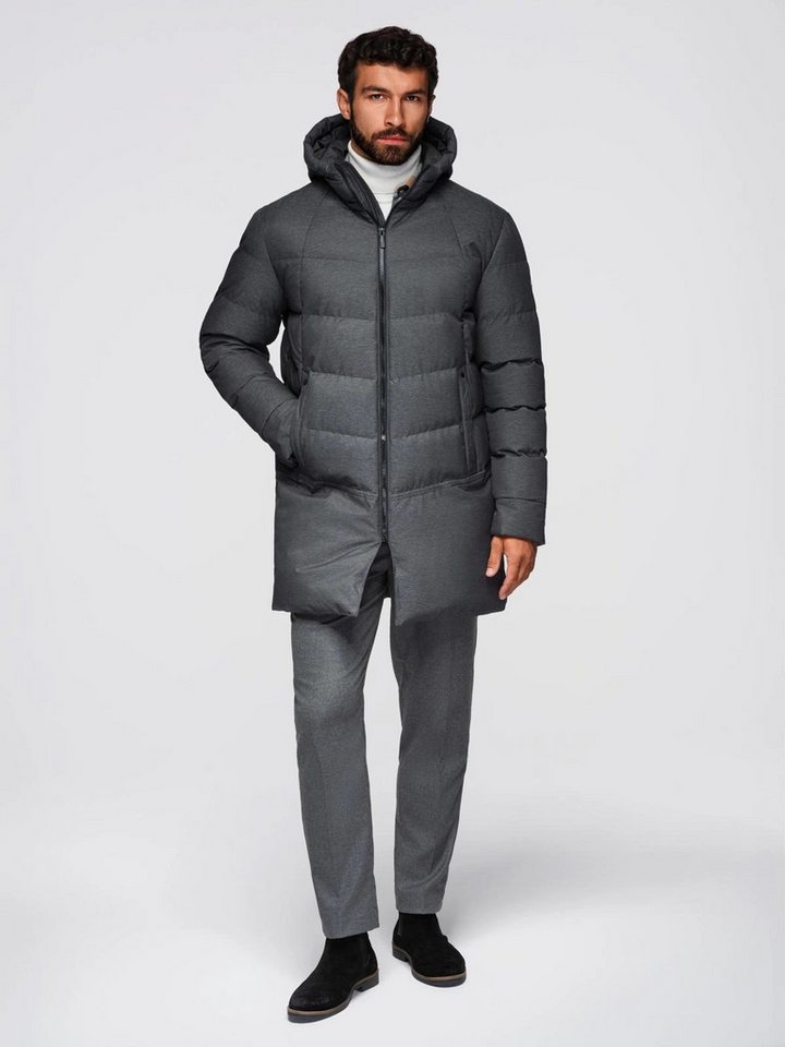 OMBRE Steppmantel Lange, gesteppte Herrenjacke mit Kapuze – Bild 3 von 5