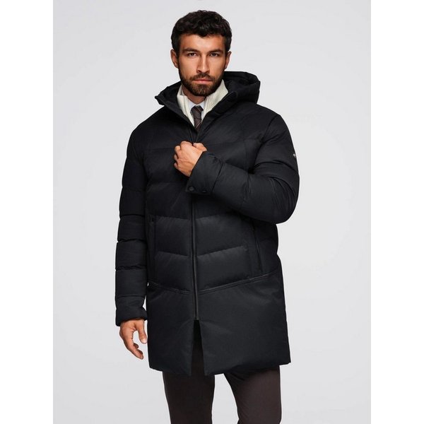 OMBRE Steppmantel Lange, gesteppte Herrenjacke mit Kapuze