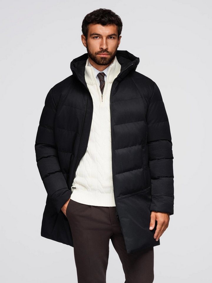 OMBRE Steppmantel Lange, gesteppte Herrenjacke mit Kapuze – Bild 2 von 5