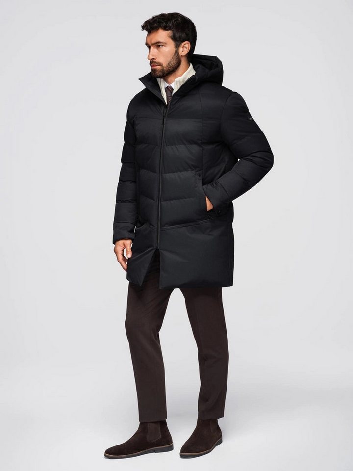 OMBRE Steppmantel Lange, gesteppte Herrenjacke mit Kapuze – Bild 4 von 5