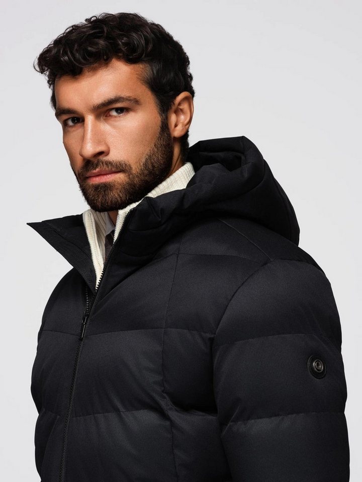 OMBRE Steppmantel Lange, gesteppte Herrenjacke mit Kapuze – Bild 5 von 5