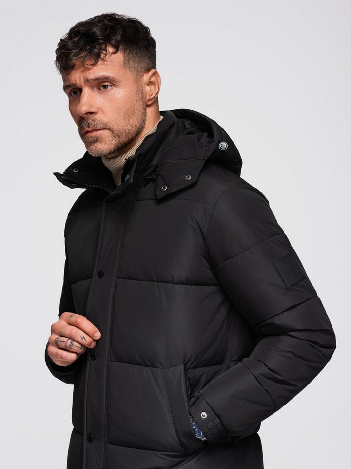 OMBRE Steppmantel Langer, gesteppter Herren-Wintermantel mit Kapuze – Bild 2 von 5