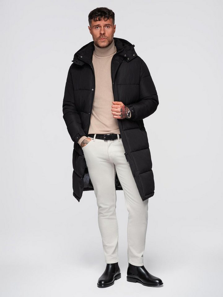 OMBRE Steppmantel Langer, gesteppter Herren-Wintermantel mit Kapuze – Bild 3 von 5