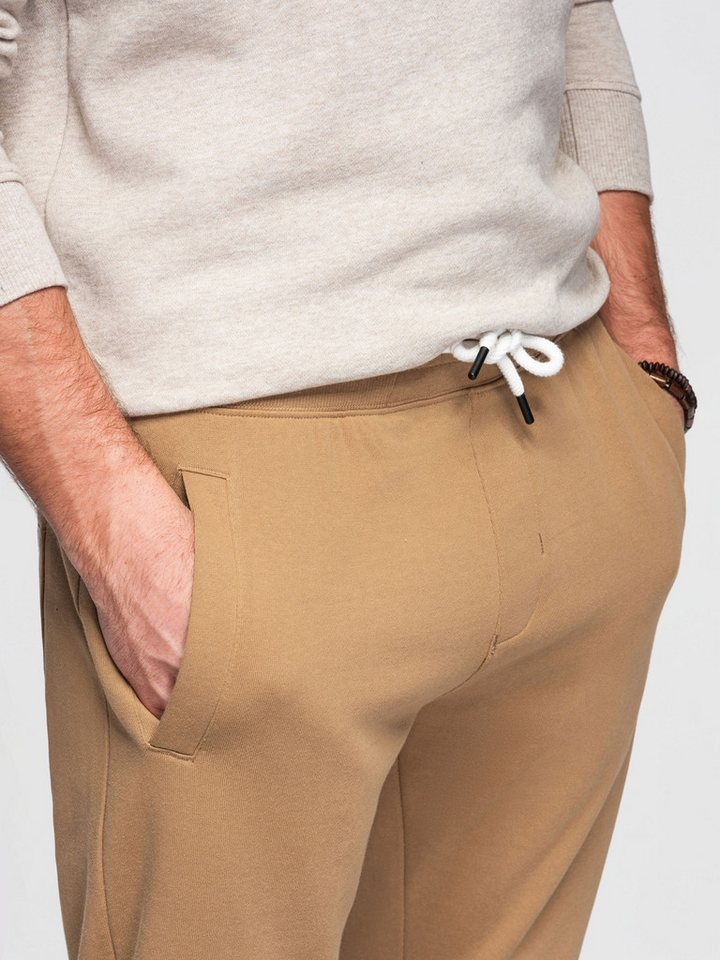OMBRE Sweatpants Herren Jogginghose Slim Fit Baumwolle Basic Coffee L (kein Set, 1-tlg) weiche Baumwolle, leicht taillierter Schnitt – Bild 2 von 5