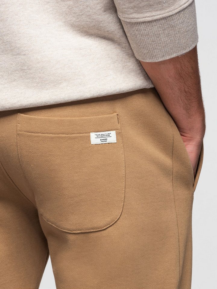 OMBRE Sweatpants Herren Jogginghose Slim Fit Baumwolle Basic Coffee L (kein Set, 1-tlg) weiche Baumwolle, leicht taillierter Schnitt – Bild 5 von 5