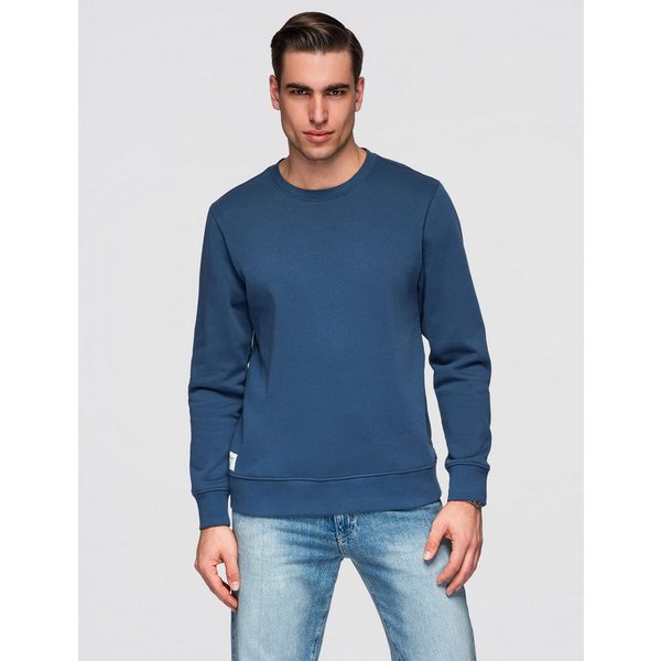 OMBRE Sweatshirt Herren Sweatshirt Basic Rundhals Langarm Dunkelblau M (kein Set, 1-tlg) Elastische Bündchen