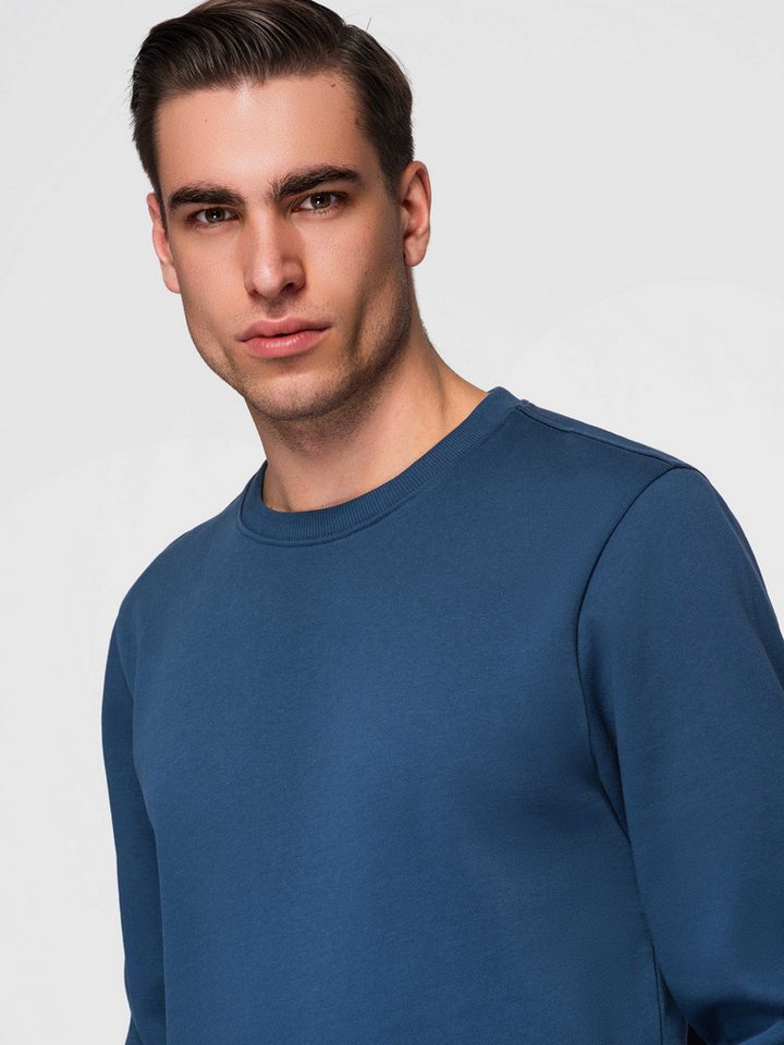OMBRE Sweatshirt Herren Sweatshirt Basic Rundhals Langarm Dunkelblau M (kein Set, 1-tlg) Elastische Bündchen – Bild 2 von 5