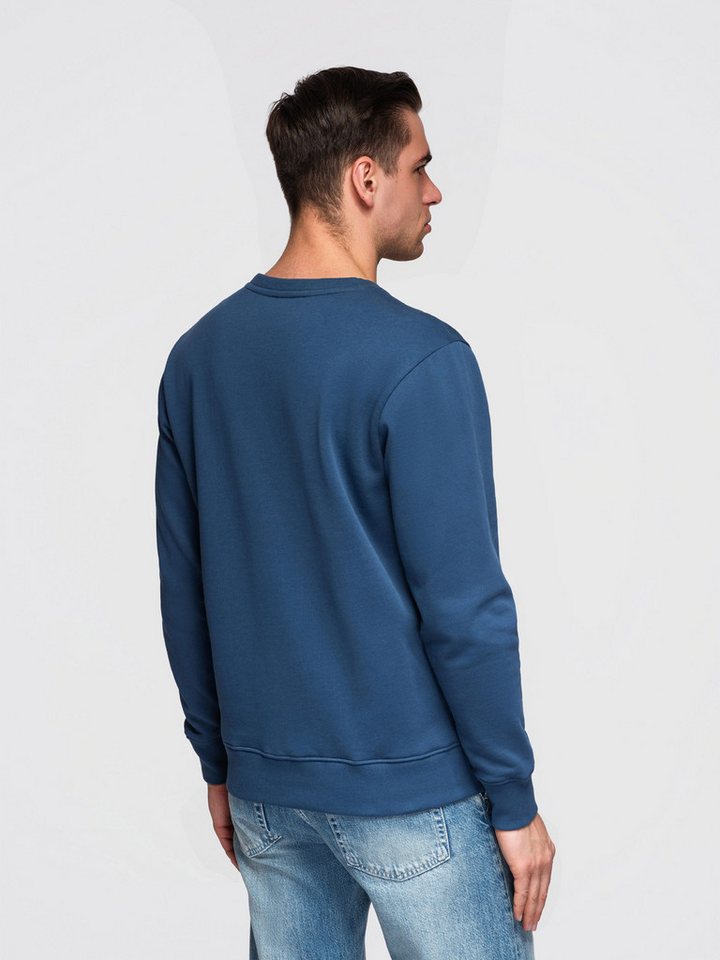 OMBRE Sweatshirt Herren Sweatshirt Basic Rundhals Langarm Dunkelblau M (kein Set, 1-tlg) Elastische Bündchen – Bild 5 von 5