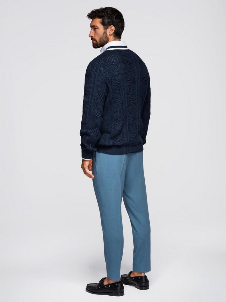 OMBRE V-Ausschnitt-Pullover Herrenpullover mit Zopfmuster und V-Ausschnitt – Bild 4 von 5