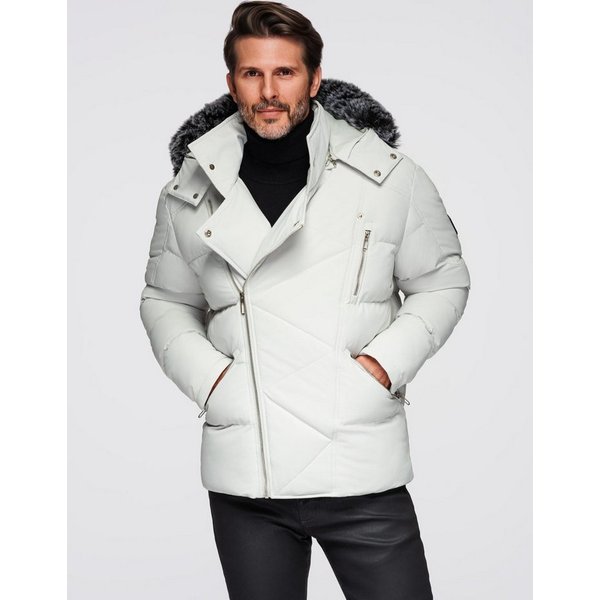 OMBRE Winterjacke Gesteppte Herrenjacke im Bikerstil mit Kapuze