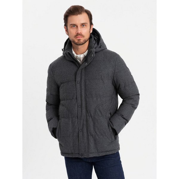 OMBRE Winterjacke Herren-Freizeit-Pufferjacke mit Wolle