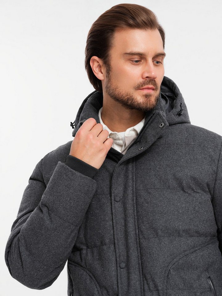OMBRE Winterjacke Herren-Freizeit-Pufferjacke mit Wolle – Bild 2 von 5
